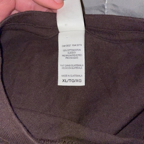 Custom Ironed On Brown T-Shirt with Script, worn only a couple times - Picture 5 of 5